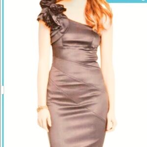 JESSICA SIMPSON NWT One Shoulder Cocktail Prom Dress Sz 8 Small Ruffle Rosette